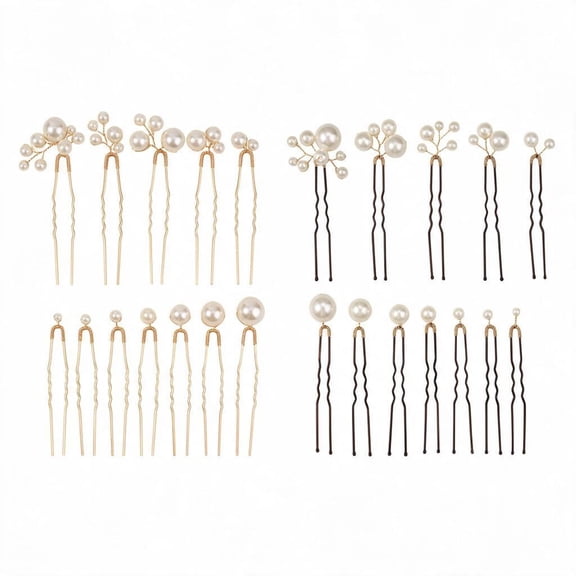24Pcs Pearl Hair Pins, Pearl Bobby Pins for Women, Bendable Hair Clips for Updos Braids Wedding Bridal