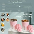 thumbnail image 3 of YINBAOGE Insulated Travel Coffee Mug Spill Proof Leak Proof Pobtable To Go Camping Stainless Steel Coffee Tumbler Reusable Coffee Cups with Lids Thermos for Hot and Cold Drink (Black, 12 OZ), 3 of 6