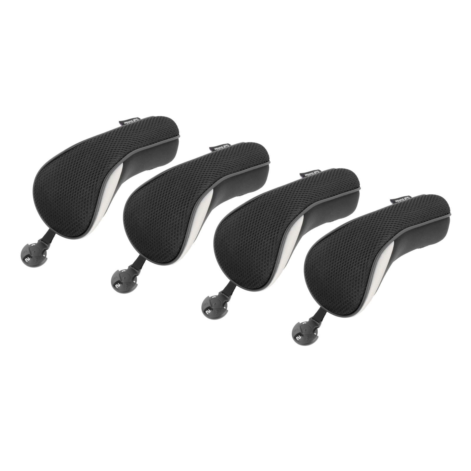 QccHieUs 4 Pieces Golf Hybrid Club Head Covers W/No.Tag Utility Presents Light for Driver Black