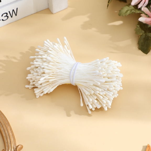 Luxshiny 400Pcs White Double Ended Stamens for Flower Making and Decorative Crafts