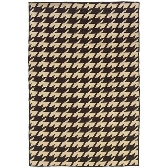 Riverbay Furniture 5' x 8' Hand Woven Houndstooth Wool Rug in Brown