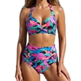 thumbnail image 6 of RELLECIGA Women's Tummy Control Swimsuit Bikini Set V Neck Two Piece Bathing Suits Swimwear, 6 of 9