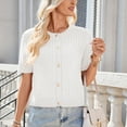 thumbnail image 5 of aidice Cropped Cardigan for Women Knit Round Neck Short Sleeve Button up Comfy Summer Casual Sweater Tops, 5 of 7