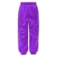 thumbnail image 4 of CHICTRY Shiny Holographic Cargo Pants Girls Boys Jazz Hip-Hop Street Dance Wear Trousers with Pockets Purple 12, 4 of 5