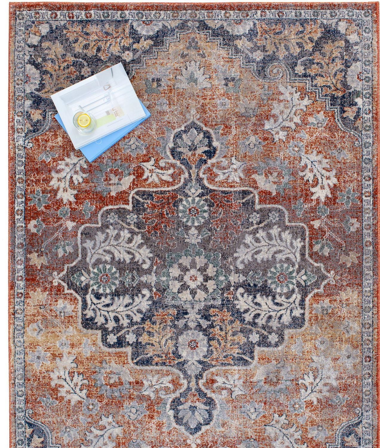 Tapis tissé bleu et blanc Pescara