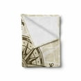 thumbnail image 2 of Compass Soft Flannel Fleece Blanket, Sun Motif Backdrop with Windrose Directions East West North South Navigation, Cozy Plush for Indoor and Outdoor Use, 70" x 90", Olive Green Beige, by Ambesonne, 2 of 6