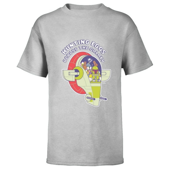 Star Wars Boba Fett Hunting Eggs Across the Galaxy - Short Sleeve T-Shirt for Kids - Customized-Athletic Heather