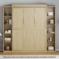 thumbnail image 2 of WIILAYOK Queen Size Murphy Bed Cabinet in Natural with 5-Tier Storage Shelves, Foldable Platform Bed Wall Cabinet Bedframe for Small Space, Bedroom, Guest Room, 2 of 9