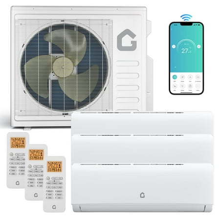 3 Zone 28000 BTU (9K 9K 18K) Mini Split AC/Heating System, 20 SEER2 Dual Zone Ductless Wall Mounted Air Conditioner with Pre-Charged Condenser, Heat Pump,Compatible with Alexa,Low Nosie,208-230V