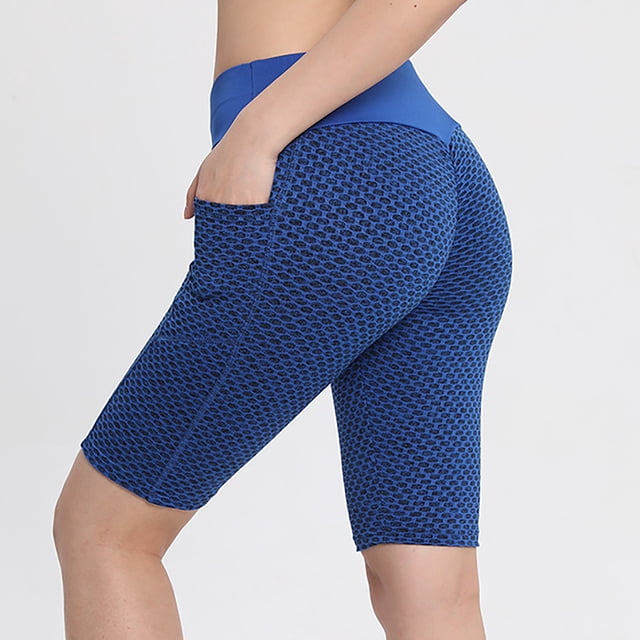 Puntoco pantalones cortos de verano para mujer, mallas elásticas a la moda para mujer, pantalones deportivos para correr con bolsillos, pantalones de Yoga hasta la rodilla 2024