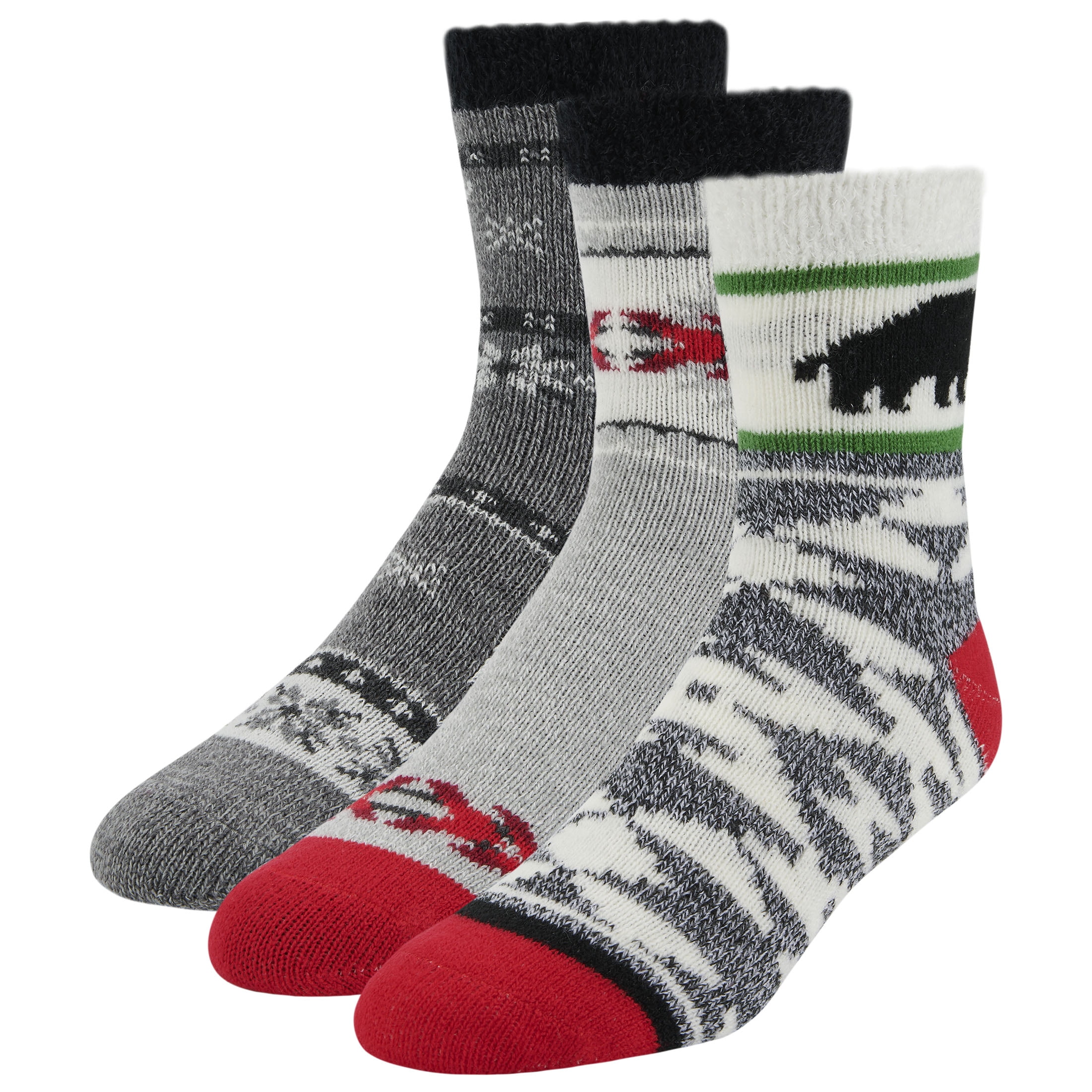 Airplus Dual Layer Holiday Crew Sock, Home for Christmas, Men's Large 3 Pack