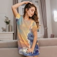 thumbnail image 3 of Fotbe Sunshine Colorful Cloud Rabbit Pattern Women's Cotton Nightgown Sleepwear Short Sleeves Shirt Casual Print Sleepdress, 3 of 6