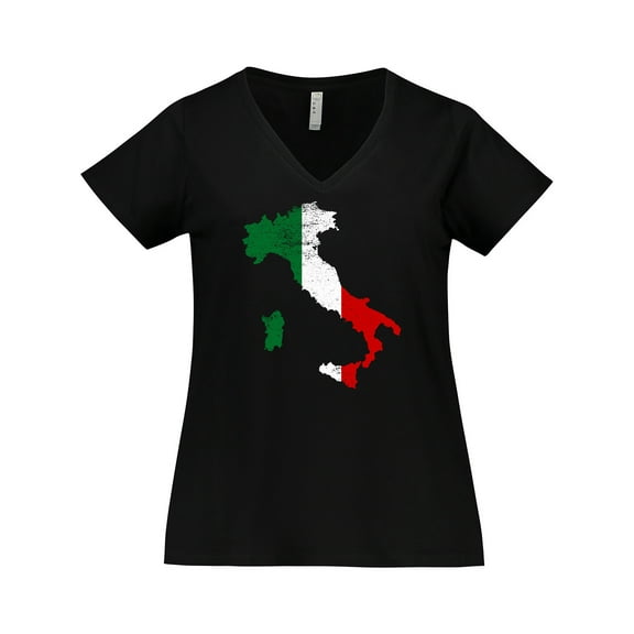 Inktastic Italian Map Flag Women's Plus Size V-Neck T-Shirt