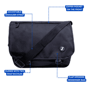 J World Boys Terry 15 Messenger Bag For School And Travel, Black