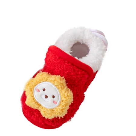 

Entyinea Baby Boy Girl Booties Cozy Ankle Booties Warm Socks Shoes Crib Shoes First Walkers Shoes Red 14