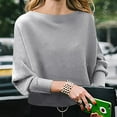 thumbnail image 2 of Ediodpoh Women's off The Shoulder Sweaters 2025 Fall Batwing Casual Loose Fashion Sweater Pullovers Knit Tops for Women Comfortable Grey, 2 of 4