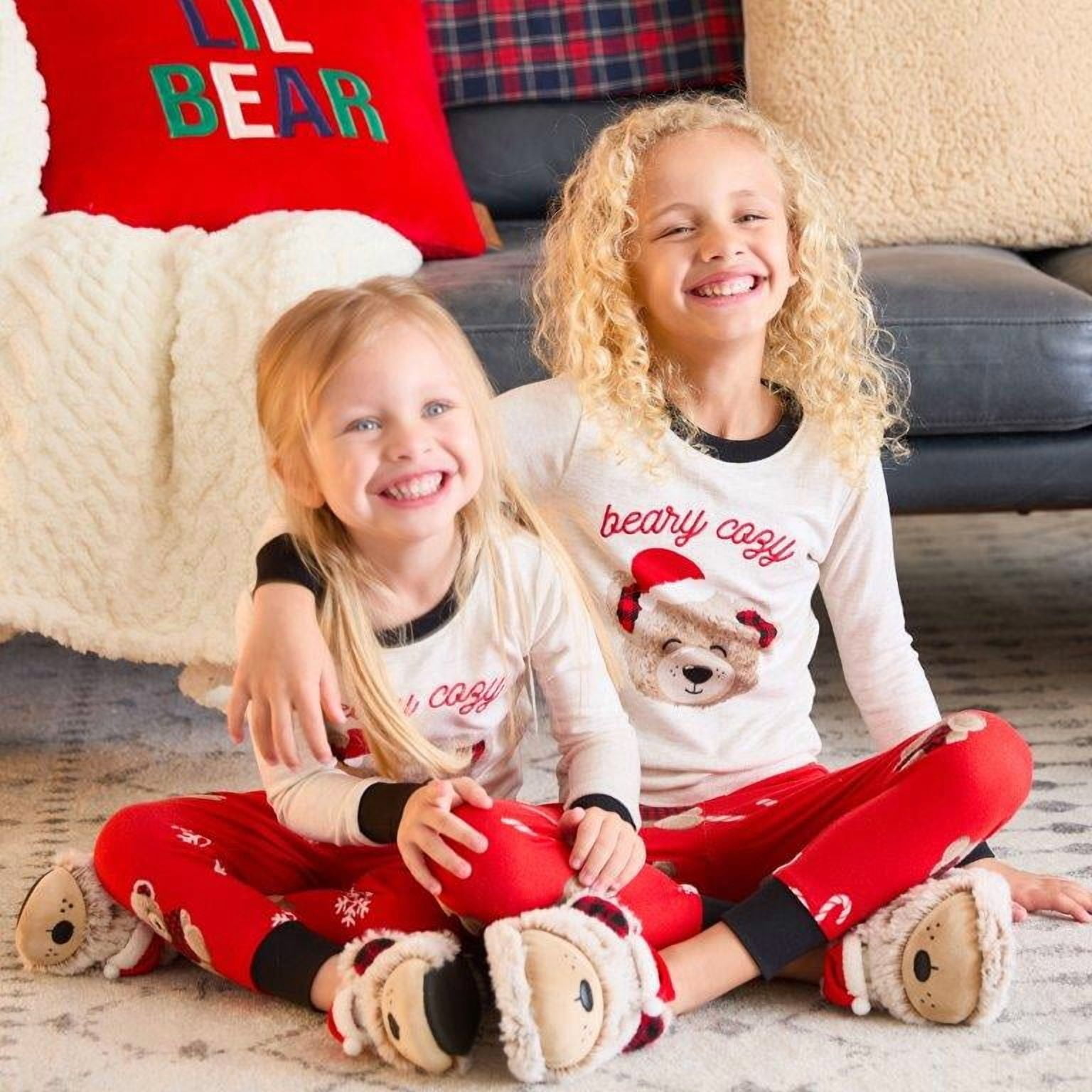 Dearfoams Kids' Matching Family Pajamas Top and Jogger Pants Set, 2-Piece, Sizes 6-12