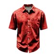 thumbnail image 4 of Men's Paisley Shirts Vintage Floral Button Down Shirt Casual Regular Fit Summer Shirt with Pockets Red XXXL, 4 of 4