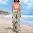 thumbnail image 7 of Minjewel Palazzo Pants for Women Print Wide Leg - High Waist Casual Trousers Pockets Elastic, Wide Leg Pants Boho Summer Trousers, Pants for Women for Beach Daily,Beige L, 7 of 7