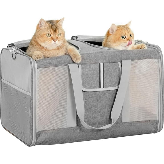 Extra Large Cat Carrier for 2 Cats, 24x14x16in Pet Carriers for Cat and Dog Up to 40lbs, All-Sided Large Mesh Cat Carrier with Great Ventilation, Portable Soft Sided Pet Carriers for Traveling
