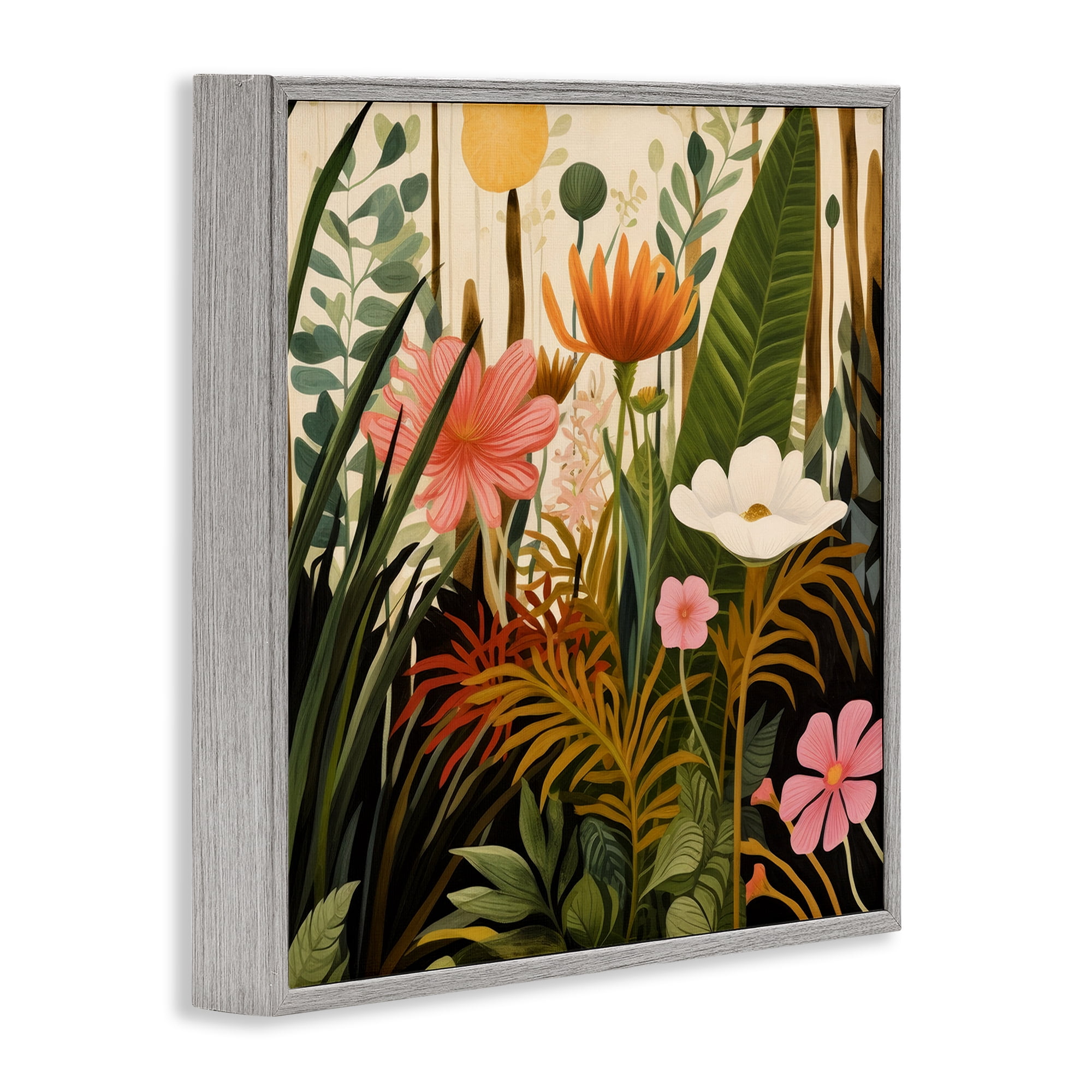 Stupell Industries Botanical Embrace in the Jungle Gray Framed Giclee Art, design by Lazar Studio