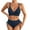 Navy, variant on TUGOXIE Brown High Waisted Bikini Sets for Women Straps Set Solid Drawstring 2pc Swimsuit,Size M