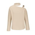 thumbnail image 4 of Qepwscx Blouse à Manches Longues pour Femmes à Imprimé Floral avec Col Roulé et une Épaule, 4 of 5