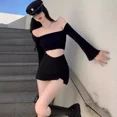 thumbnail image 4 of Falda ajustada negra de cintura alta, minivestido sexy adelgazante, nueva moda de primavera 2024 para mujer, estilo coreano, deseo ultrapuro, 4 of 4