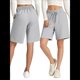 thumbnail image 3 of Pantalones Cortos Holgados con Bolsillos para Mujer, Hasta la Rodilla, para Yoga, Caminar, Hacer Ejercicio, Informales Gris XL, 3 of 7