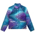 thumbnail image 4 of Jackets for Women Winter Coat Jackets Flannel Stand Collar Jacket(Abstract Blue Purple Marble Glitter,Size:S-4XL), 4 of 7