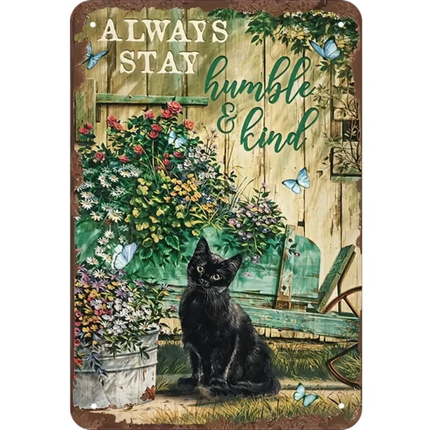 Placa Metal Vintage Gato Rectangular Hierro Pintura Pared Del 30x40cm