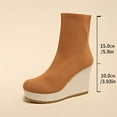 thumbnail image 5 of Platform Wedge Boots for Women Casual Stretch Knit Sock Booties Round Toe Slip on Fall Winter Ankle Boots High Heels Brown Size 6.5, 5 of 7