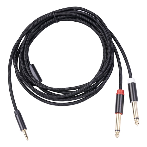 Cable de audio de 3,5 mm (conector TRS macho de 0,5 mm y 1/8") a 2 conectores TS macho de 6,35 mm y 1/4" para reproductor de CD (3 m) 3m
