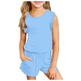 thumbnail image 4 of Xudanell Girls Outfits Size 7/8 Sleeveless Solid Color 4t Girl Clothes Ruffles T Shirt Top Set Cute Clothes for Teen Girls Athletic, 4 of 6