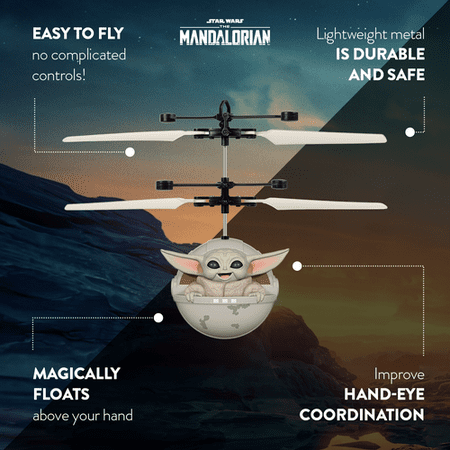 World Tech Toys - Star Wars The Mandalorian Baby Yoda "The Child" Sculpted Head UFO Helicopter - Multi