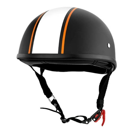 Low Profile Stylish Half Motorcycle Helmet Matte Black With White (Best Low Profile Half Helmet)