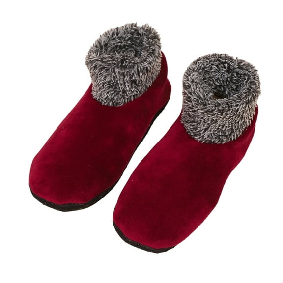 Women's Plush Cuffs Thermal Ankle Socks for Cold Weather Nonslip Grip Soles Floor Socks Thick Fleece Lined Slipper Socks