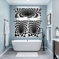 thumbnail image 4 of Abstract Plaid Kitchen Curtains Valances and Tiers Set of 3 Twisted Black White Checkerboard Tier Curtains and Valance with Rod Pocket for Small Windows, 27.5"x24", 4 of 9