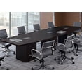 thumbnail image 5 of 8ft - 26ft Modern Boat Shaped Conference Room Table with Cube Bases, Meeting Boardroom, Office Space (12ft, Mahogany), 5 of 7