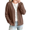thumbnail image 2 of Ghalytn Women's Waffle Knit V-Neck Cardigan, Button Front Long Sleeve with Pockets, 2 of 8