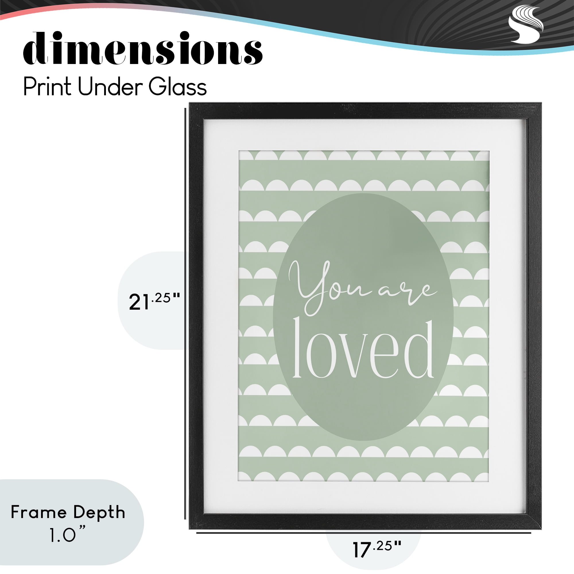 Stupell Industries You Are Loved Light Green Black Framed Print Under Glass, design by Christine Simpson Art