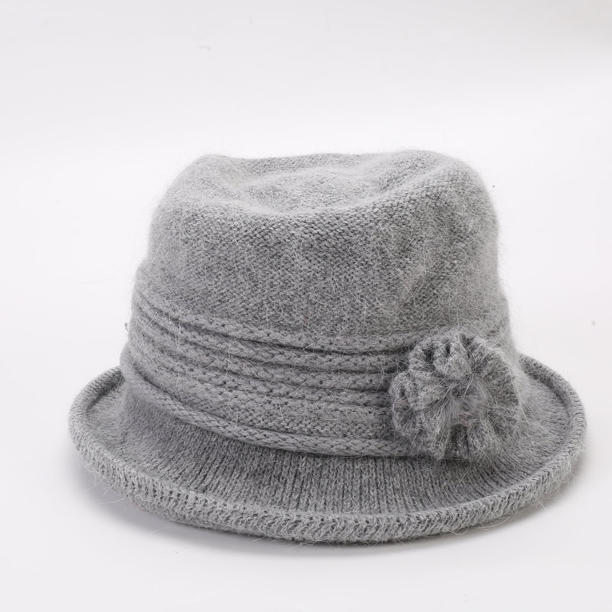 5306 Winter Knit 1920s Vintage Bucket Bowler Hat Round Brim Warm Hat Amazon.com: Women Winter Knit 1920s Vintage Bucket Bowler  main image 3