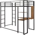 thumbnail image 5 of Twin Size Metal Loft Bed with 2 Shelves and One Desk, Build-in Ladders and Length Guardrails, Space-Saving Design, Twin Bed Frame for Kids/Teens (Black), 5 of 7