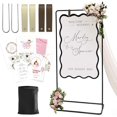 thumbnail image 1 of Wedding Welcome Sign Stand, Welcome to our Wedding Sign Holder, Easel Stand for Sign Poster With Design Bundle & Ground Stakes & Leather Sign Hanging Straps, Linen Sign Stand for Wedding Decor, 1 of 6