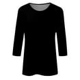 thumbnail image 6 of DENGDENG Trendy Tops for Women 2023 Fall 3/4 Length Sleeve Womens Shirts Casual Plus Size Crew Neck Solid Color Blouses Loose Fit Tshirts Boho Elbow Tunic Tops Black M, 6 of 6