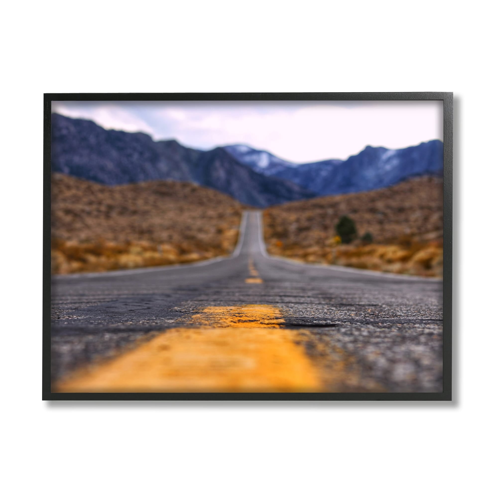 Stupell Industries Rural Ground View Country Highway Road Distant Peaks Photograph Gray Framed Art Print Wall Art, Design by Jeff Poe