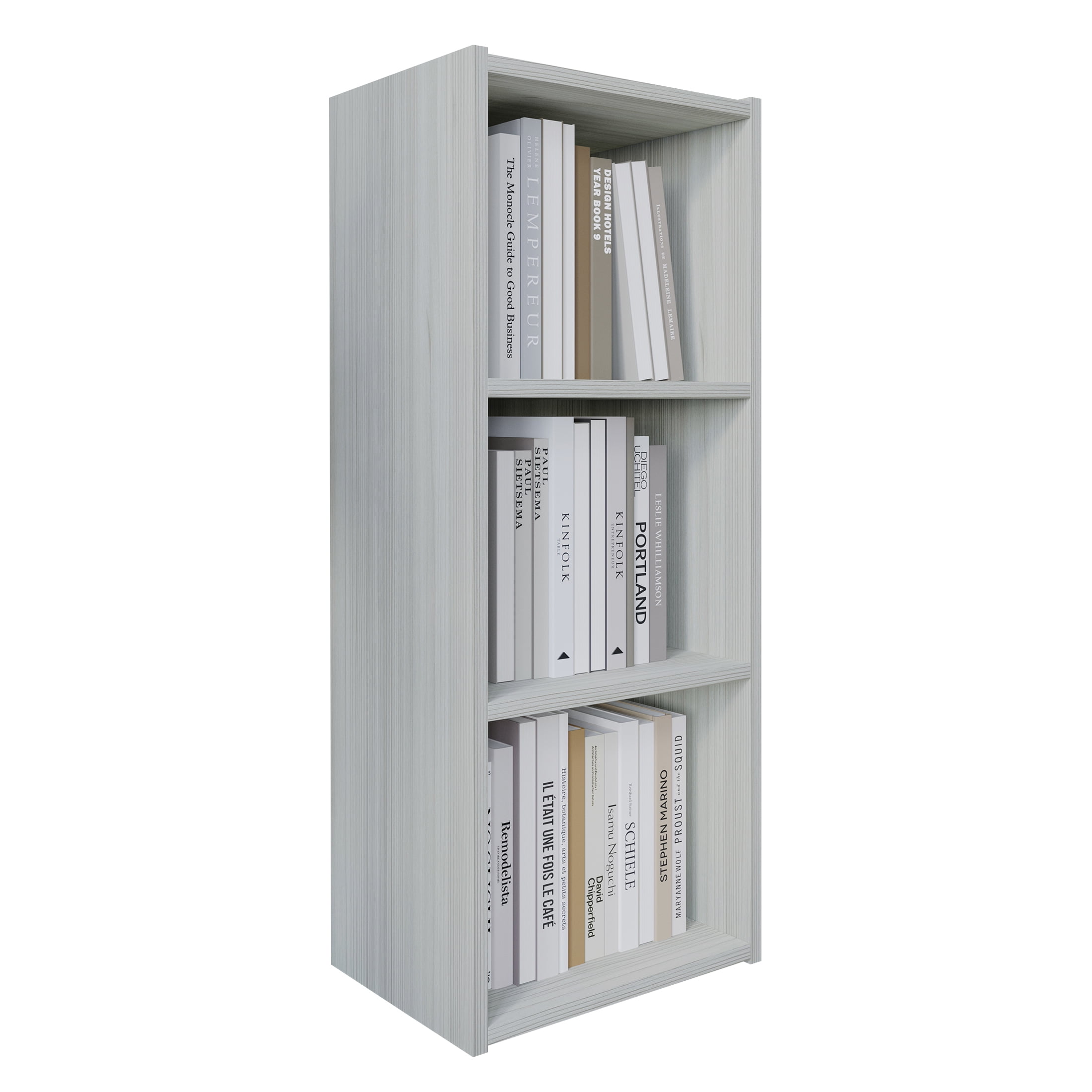Castle Place Classic 3-Cube Open Shelf Wood Bookcase, Light Grey