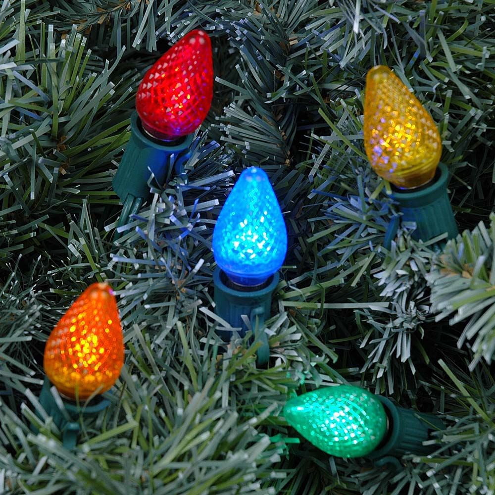 Novelty Lights 25 Pack C7 LED Twinkle Outdoor Christmas Replacement Bulbs, Multi,C7/E12 Candelabra Base, .5 Watt