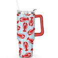 thumbnail image 2 of 40oz Funny Red Lobster Stainless Steel Flip Straw Tumbler Spill Proof Travel Cup Double Wall Vacuum Insulated Coffee Mug with Top Handle, 2 of 6