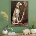 thumbnail image 2 of Saluki Cute Dog Harp Stretched Canvas Size 8x12 – Retro Saluki Dog Batter in Action With Harp for Themed Living Room, 2 of 5